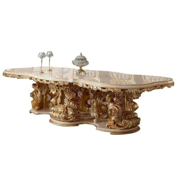 Baroque Style Gold and Beige Dining Table