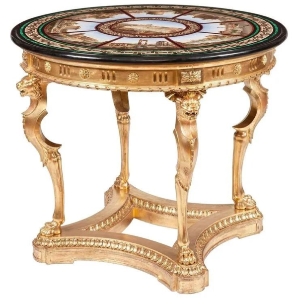 Neoclassical Dining Table with Gold Embellishments