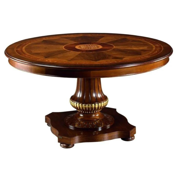 Victorian Dining Table with Wood Carved Inlay