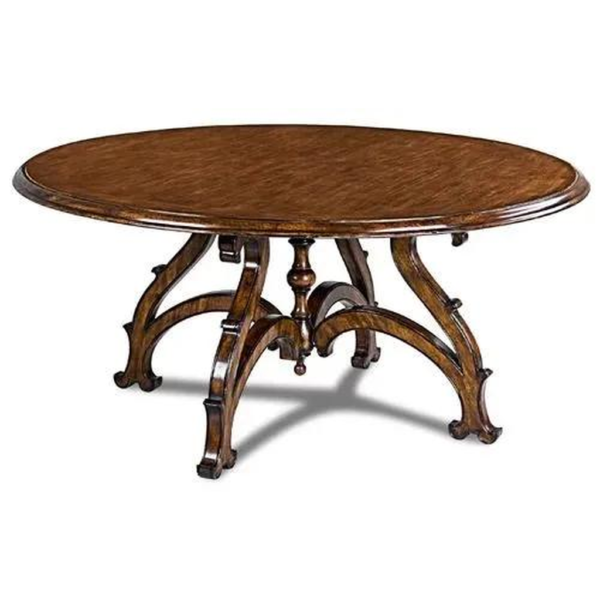 Mid-Century Modern Wood Dining Table Round Design