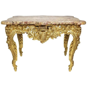 Baroque Style Marble Top Gold Dining Table