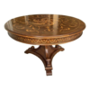 Antique Style Brown Wood Dining Table with Carved Details