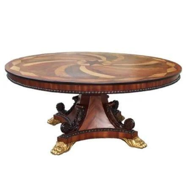 Antique Wood Dining Table Round Design