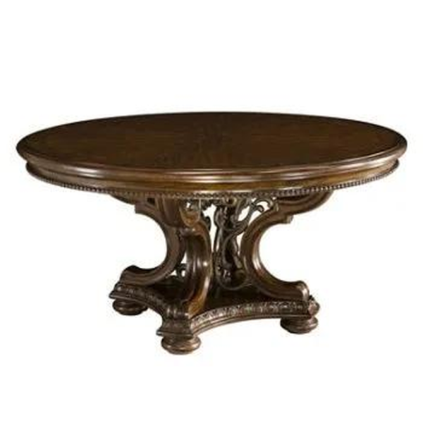 Victorian Era Round Dining Table in Brown Wood by Daabadi Furniture manufacturer