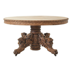 Baroque Style Wood Dining Table with Ornate Carvings