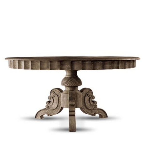 Mid-Century Modern Wood Dining Table Carved Pedestal Daabadi Furniture manufacturer