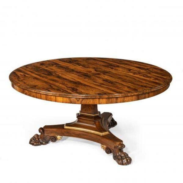 Antique Round Dining Table Brown Wood