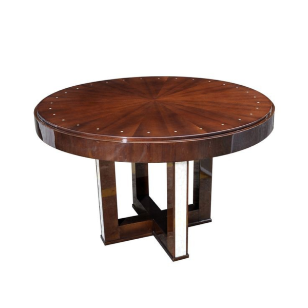 Art Deco round wood dining table