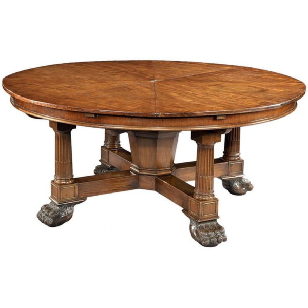 Victorian Brown Wood Round Dining Table