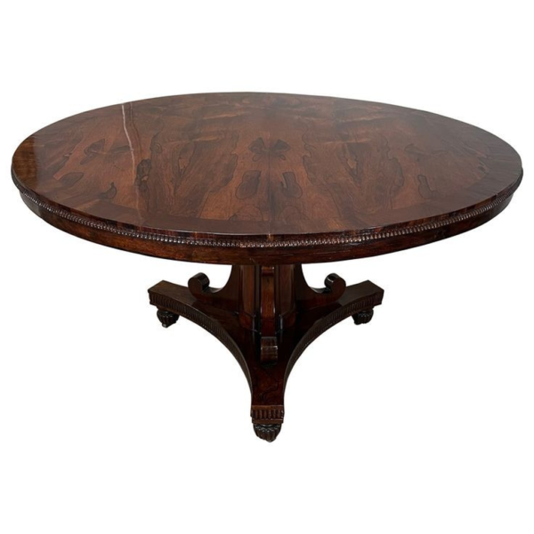 Victorian Style Round Dining Table Dark Brown Wood