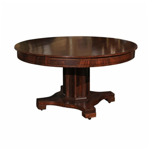Empire Style Round Dining Table Wood Brown
