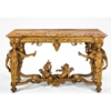 Baroque Dining Table Marble Top Gold Finish