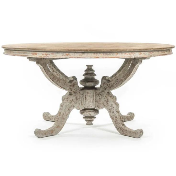 Mid-Century Modern Round Wood Dining Table