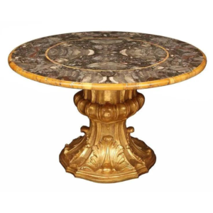 Baroque Style Marble Top Dining Table with Gold Gilding