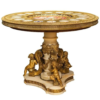 Neoclassical Dining Table Marble Gold Accents