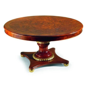 Victorian Style Round Dining Table Brown Wood