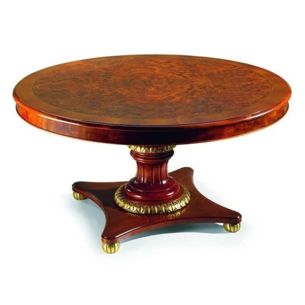 Victorian Style Round Dining Table Brown Wood