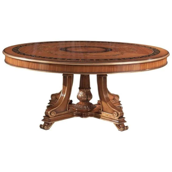 Classic Brown Wood Round Dining Table Antique Style