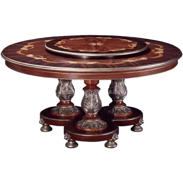 Classic Wood Dining Table with Brown Finish