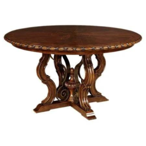 Victorian Round Brown Wood Dining Table