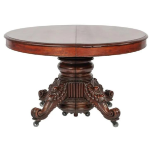 Antique Style Round Dining Table with Ornate Design