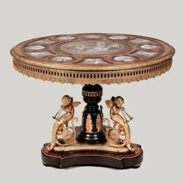 Renaissance Revival Round Dining Table Ornate Design Daabadi Furniture supplier