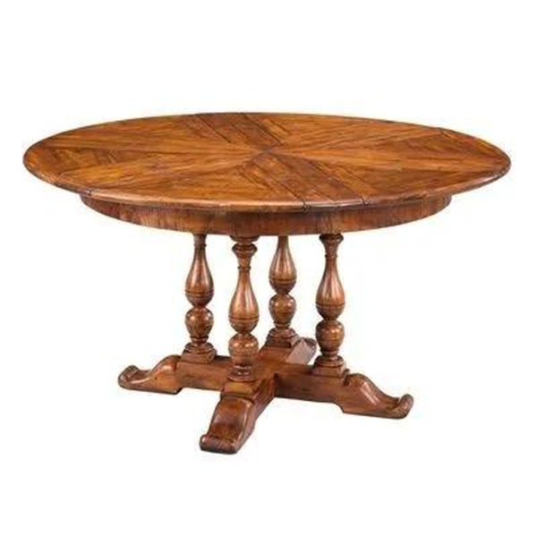 Victorian Era Round Dining Table Wood Brown Finish