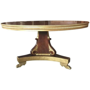 Empire Style Dining Table Wood Mahogany Brown and Gold