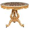 Baroque Dining Table Marble Top Elegant Gold Accent