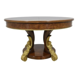 Empire Style Wood Dining Table with Golden Mermaid Detail