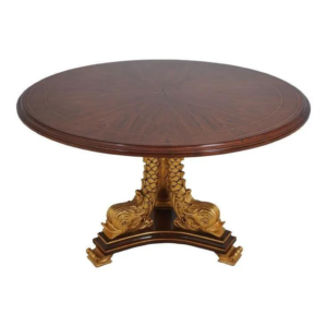 Renaissance Revival Wood Dining Table with Gold Accents