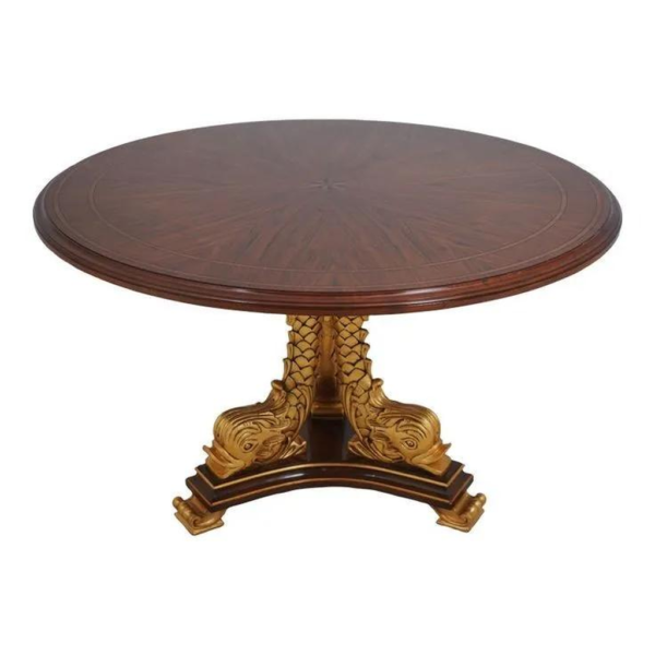 Renaissance Revival Wood Dining Table with Gold Accents