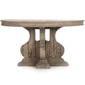 Rustic Grey Wood Round Dining Table
