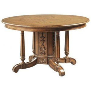 Victorian Round Dining Table, Brown Wood Dining Table, Carved Dining Table