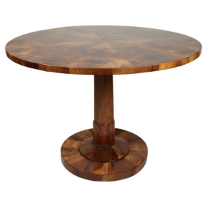 Mid-Century Round Dining Table Wood Brown Finish