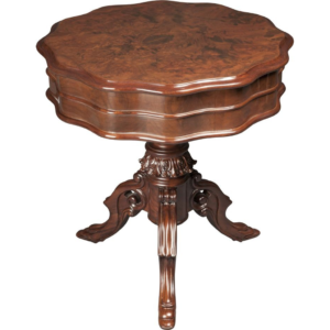 Antique Style Dark Brown Wood Dining Table with Carved Base