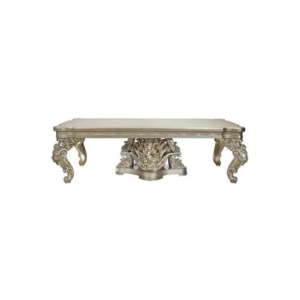 Classic Baroque Dining Table Marble Top Silver Finish