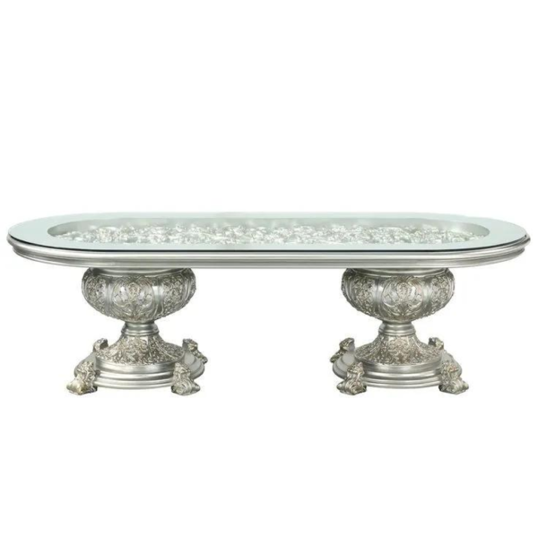 Baroque Style Dining Table Silver Finish