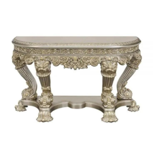 Antique silver dining table with carved details