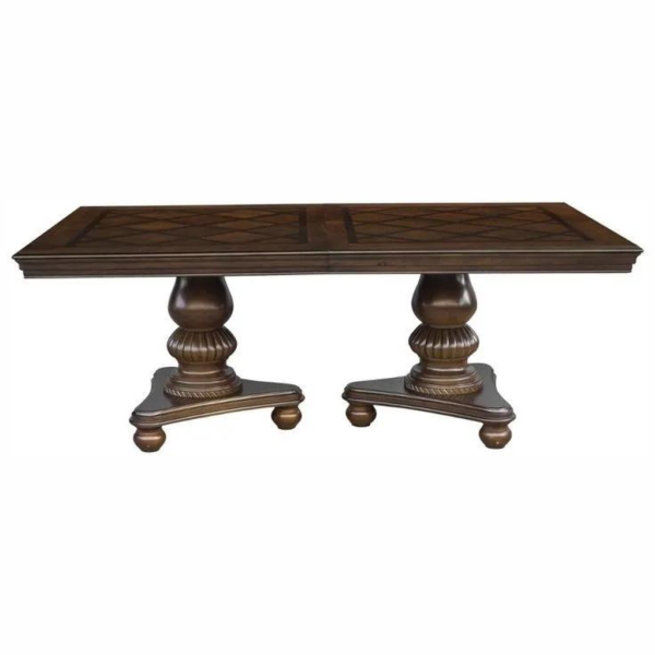 Antique Style Wood Dining Table Brown Finish