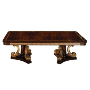 Antique Style Dining Table Wood Brown Gold Accent Daabadi Furniture wholesaler