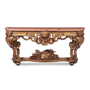 Baroque Console Dining Table with Red Marble Top