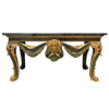 Neoclassical dining table with marble top and gold gilding