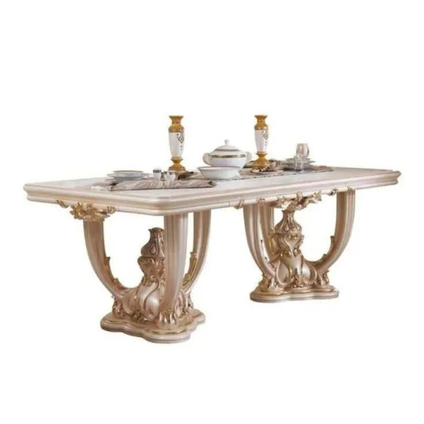 Elegant Rococo Dining Table with Marble Top