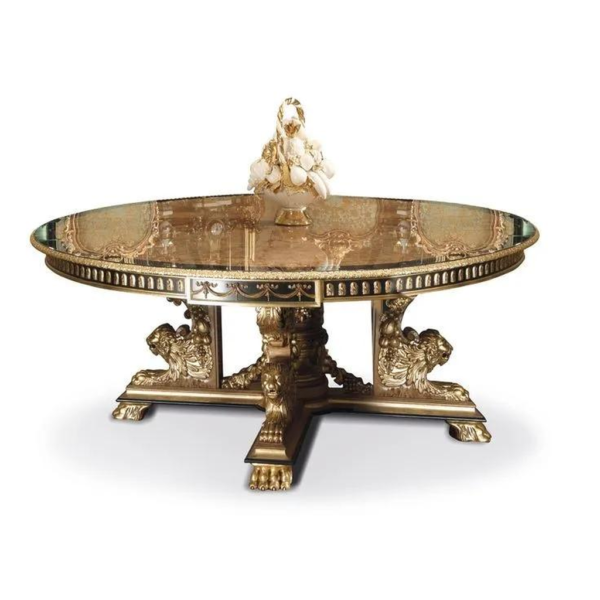 Baroque Style Gold Leaf Wood Dining Table