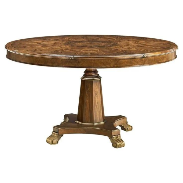 Classic Wood Dining Table with Round Top and Pedestal Base