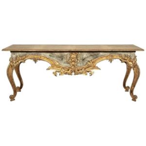 Baroque Style Gold Accent Wood Carved Dining Table