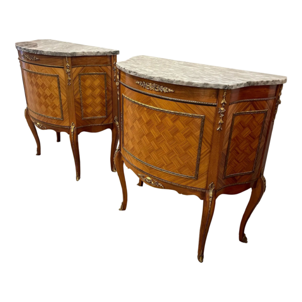 Elegant Louis XV bedside table with marble top