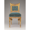 Empire Dining Chair with Gilded Frame and Blue Teal Upholstery