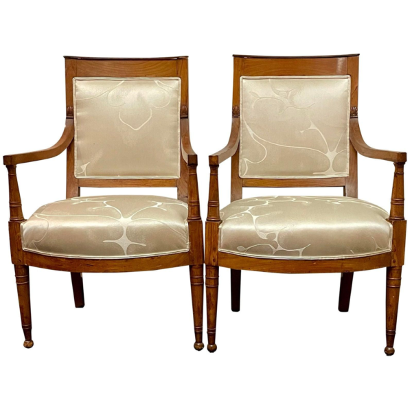 Empire Style Beige Upholstered Dining Chairs